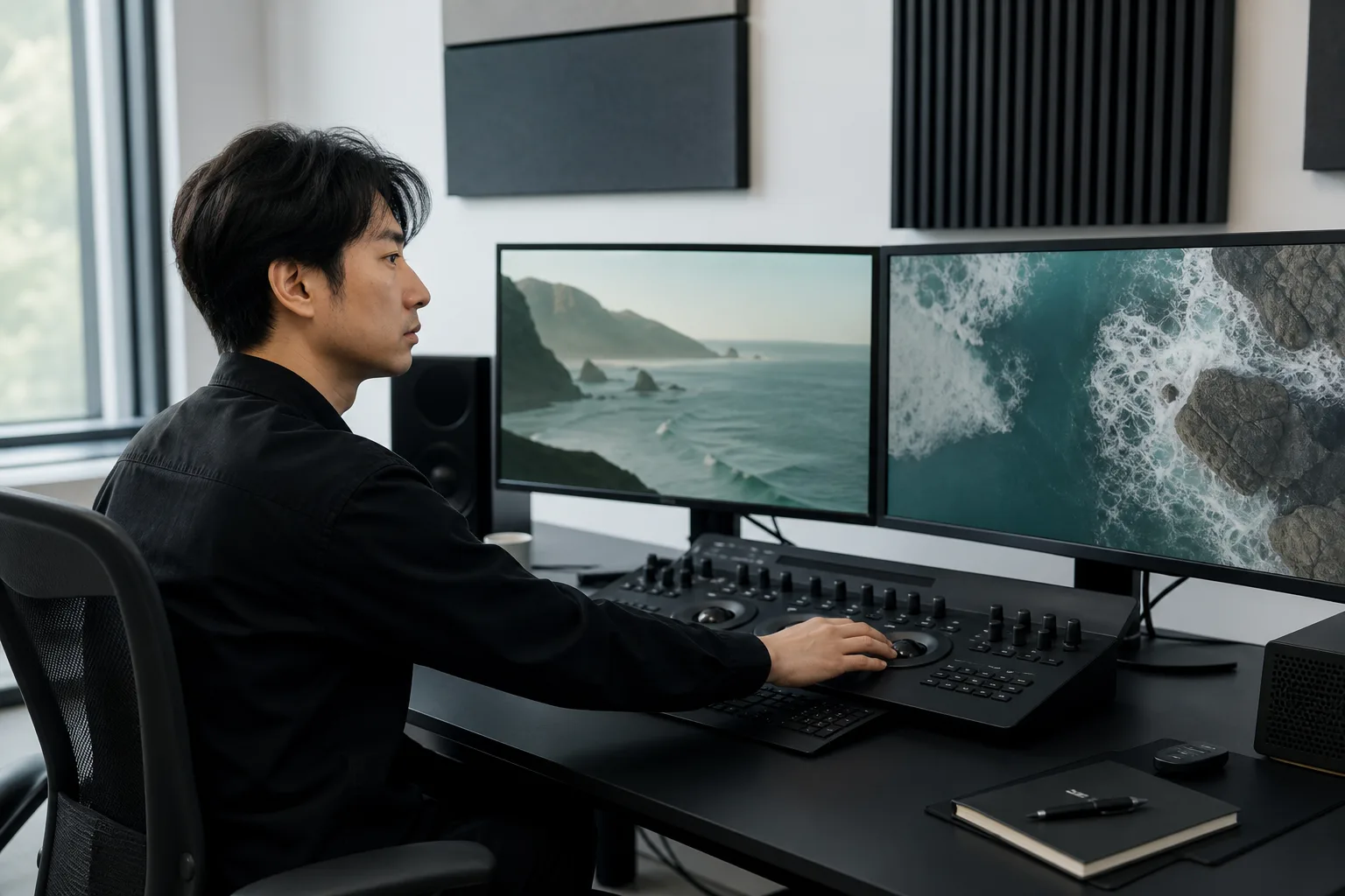 A professional editing suite used to finish film projects