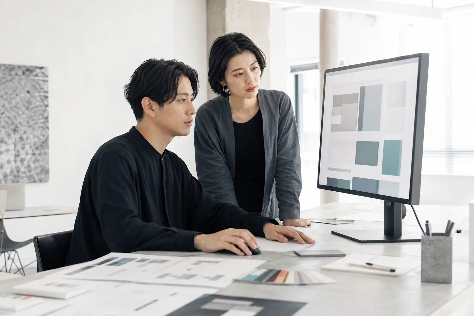 A design team working on a web project